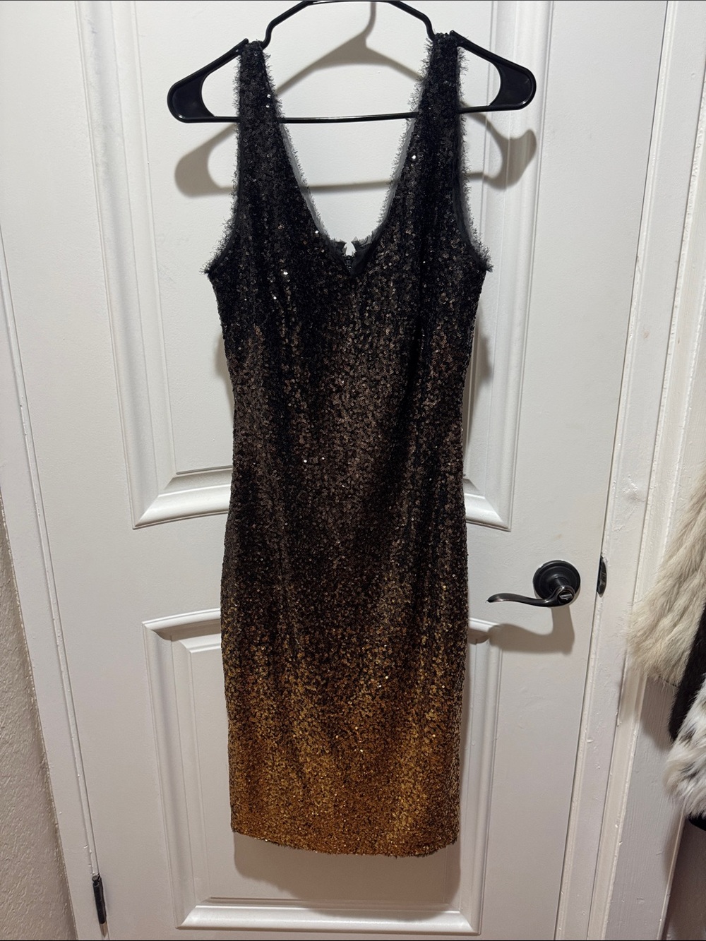 RACHEL Rachel Roy Black to Gold Sequin Ombre Midi Dress